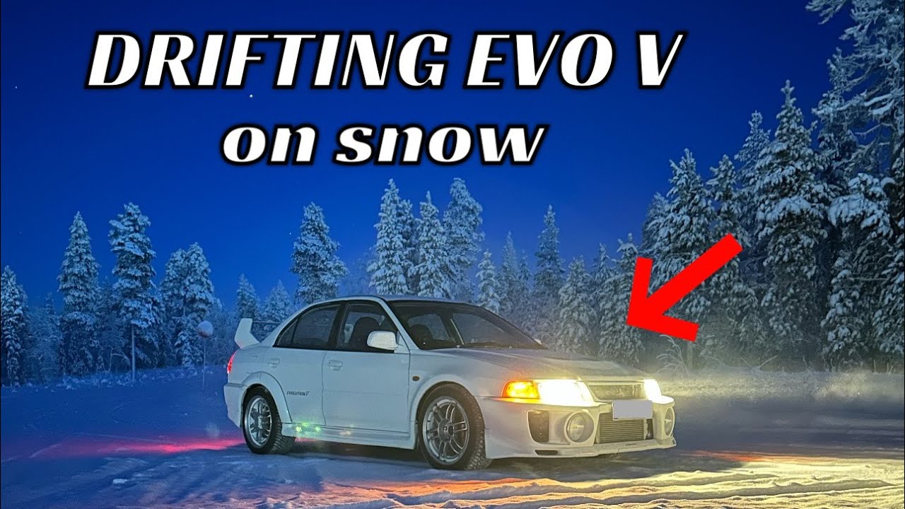 Drifting 400HP EVO V on snow