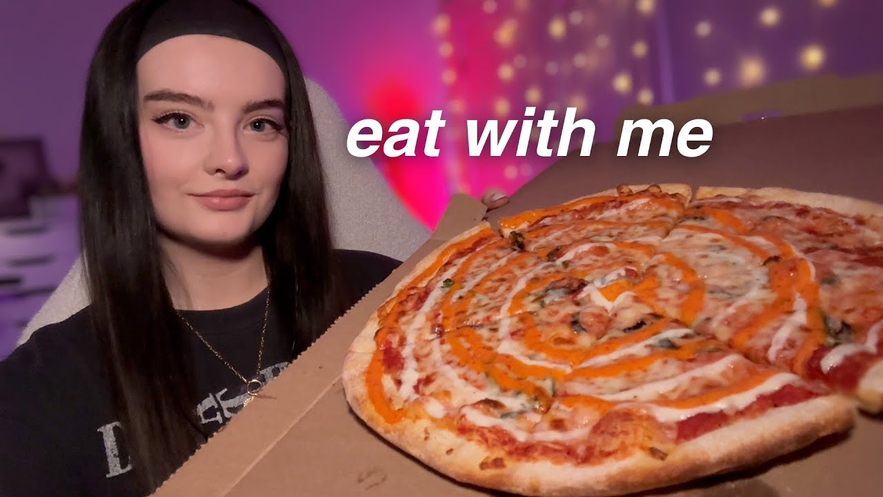ASMR cheesy pizza & tres leches mukbang 🍕🍰 close whispers, eating sounds