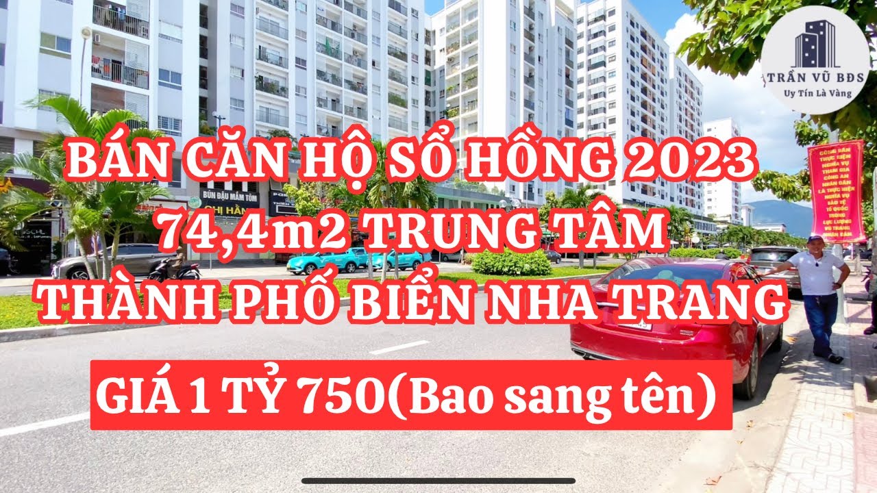 Bán CĂN HỘ SỔ HỒNG 2023 trung tâm THÀNH PHỐ BIỂN NHA TRANG 74,4m2 giá chỉ 1tỷ750