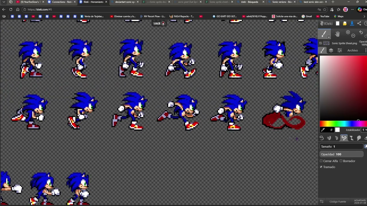 Just paiting a sonic sprite Sheet for my movie