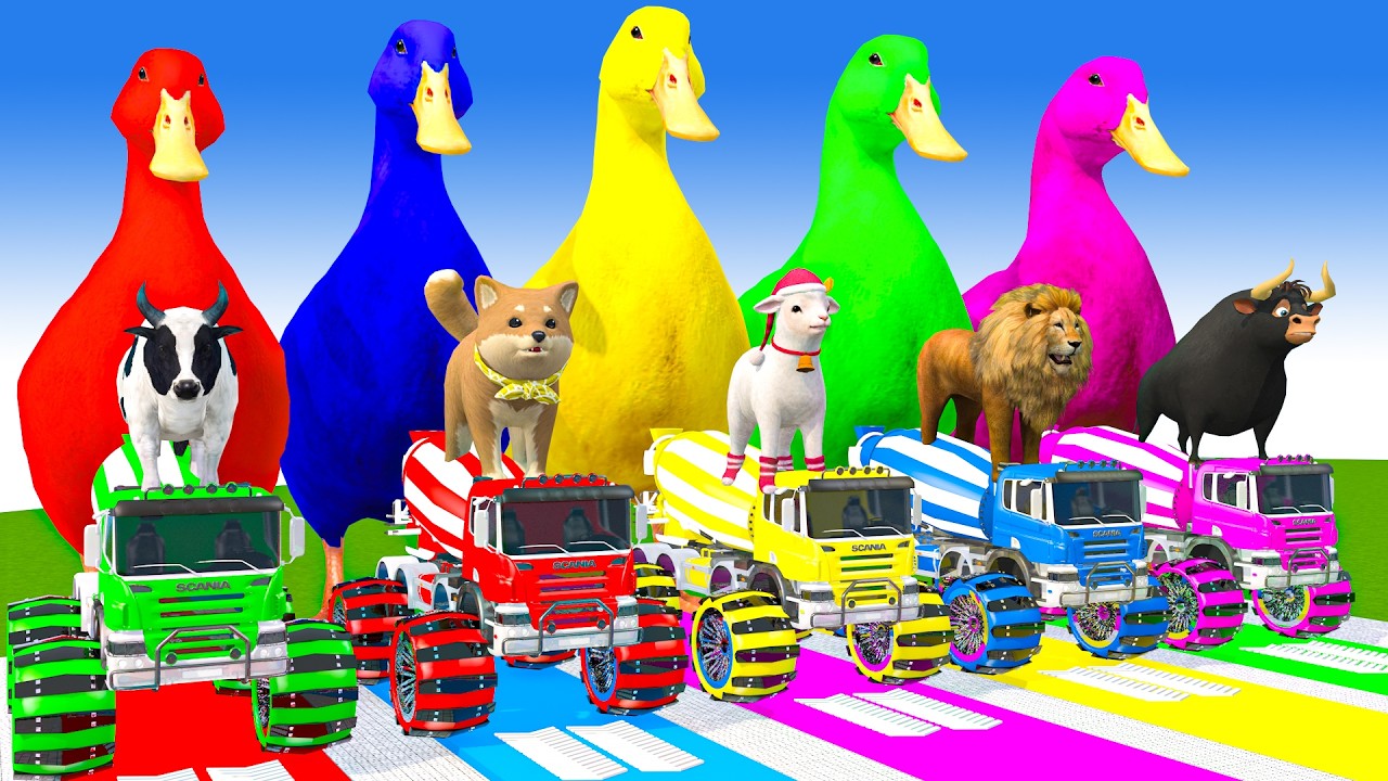Long Slide Game With Cow Elephant Gorilla Hippopotamus Tiger 3d Animal Game Funny 3d Animals