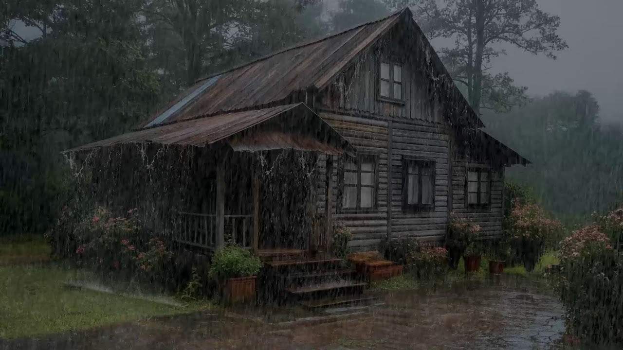 Relaxing rain ambience encouraging peaceful thinking and calmness for deep rest