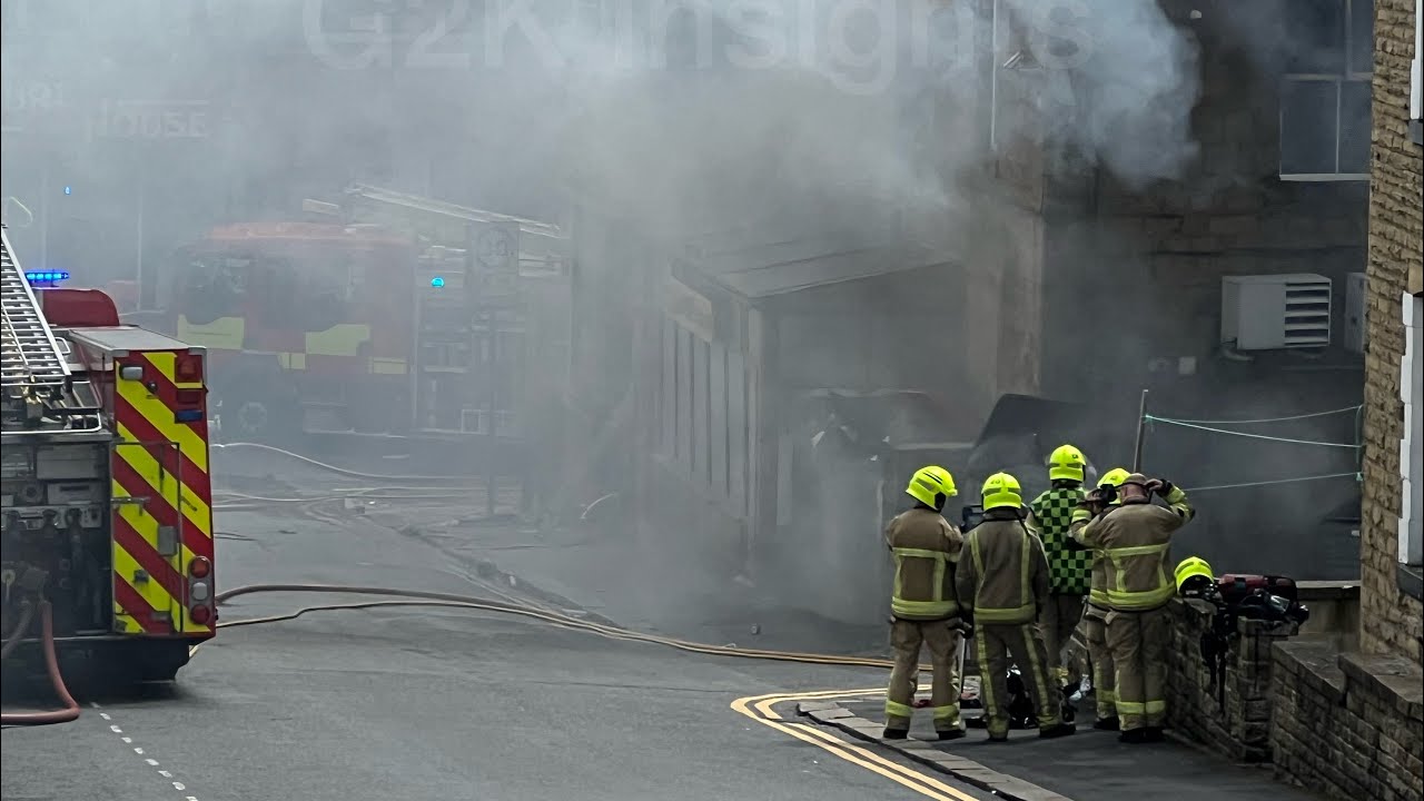 Fire ravages  flats and take away as firefighters rush to persons reported incident in Keighley