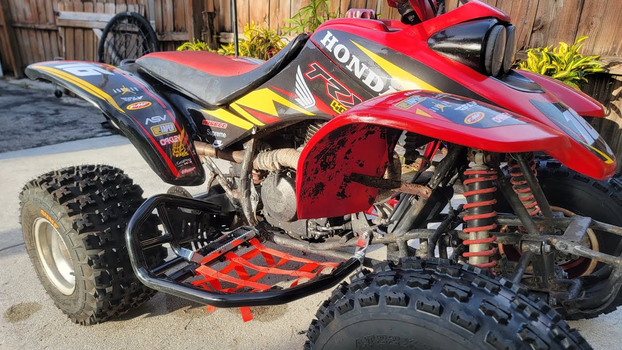 2003 Honda TRX 400EX build- How to Install Nerf Bars and new tires