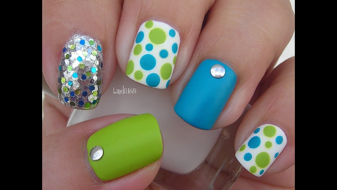 Nail Art - Blinged Out Matte Dotticure - Decoracion de Uñas  - Linda165