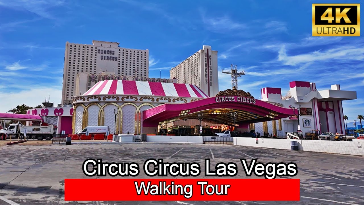 [4K] Circus Circus Hotel Las Vegas 2024 Walking Tour - Pool Open, Water Slides, No Commentary