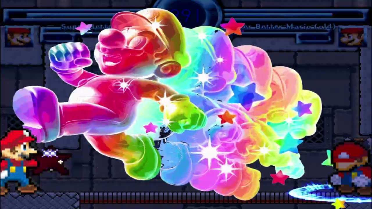MUGEN AI Fights: Super Better Mario (new) vs. Super Better Mario (old) (Rematch)