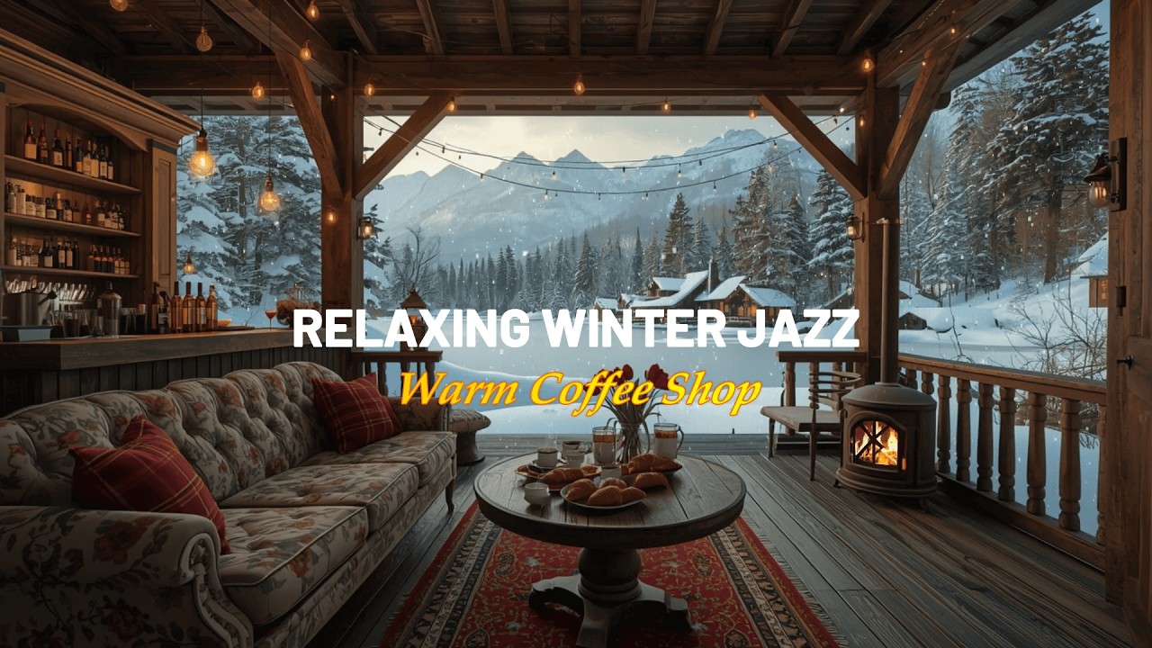 Winter Jazz Relaxation ⛄ Warm Cozy Cafe Ambience with Smooth Piano Jazz for Focus & Study