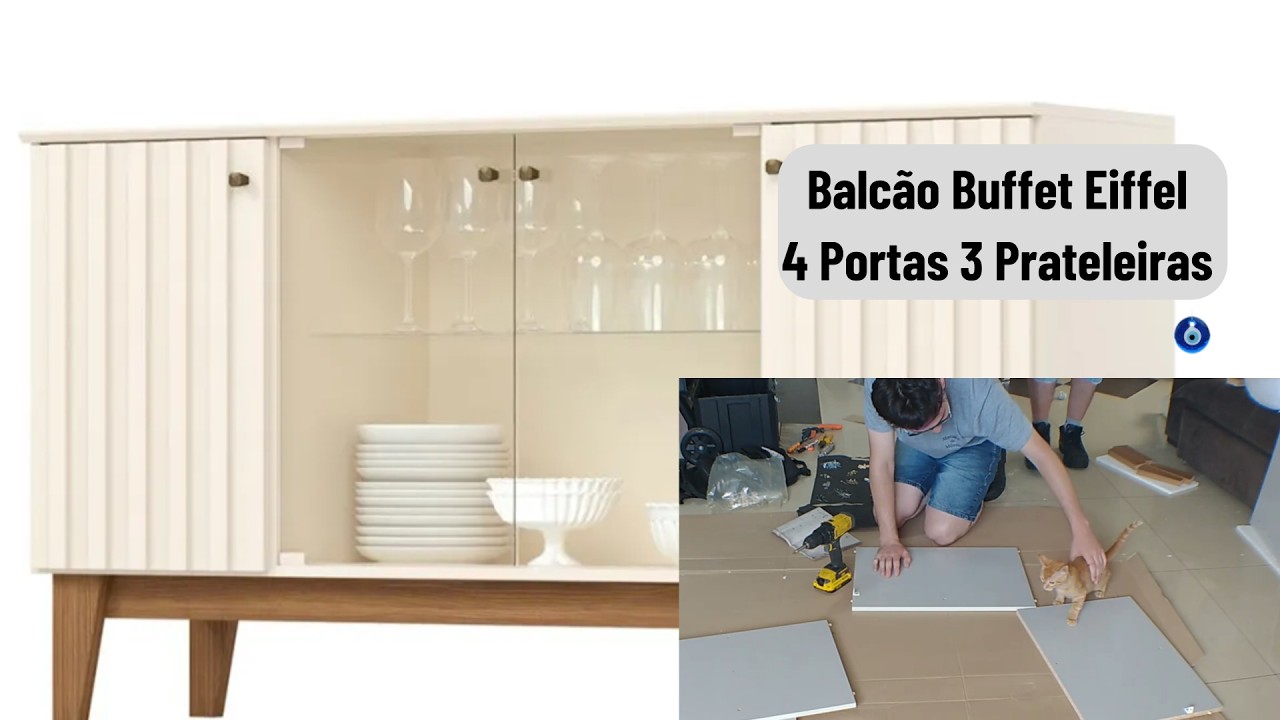Balcão Buffet Eiffel 4 Portas 3 Prateleiras #diy #montagem #buffet #riograndedosul