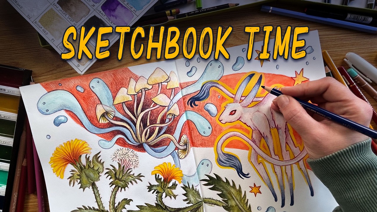 Cozy Sketchbook Session ✨ Japanese Watercolor, Colored Pencil & More