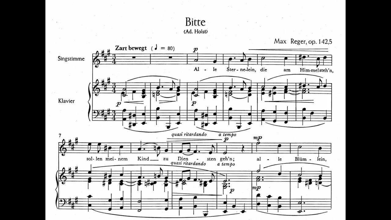 Max Reger - Fünf neue Kinderlieder op. 142 [Score Video]
