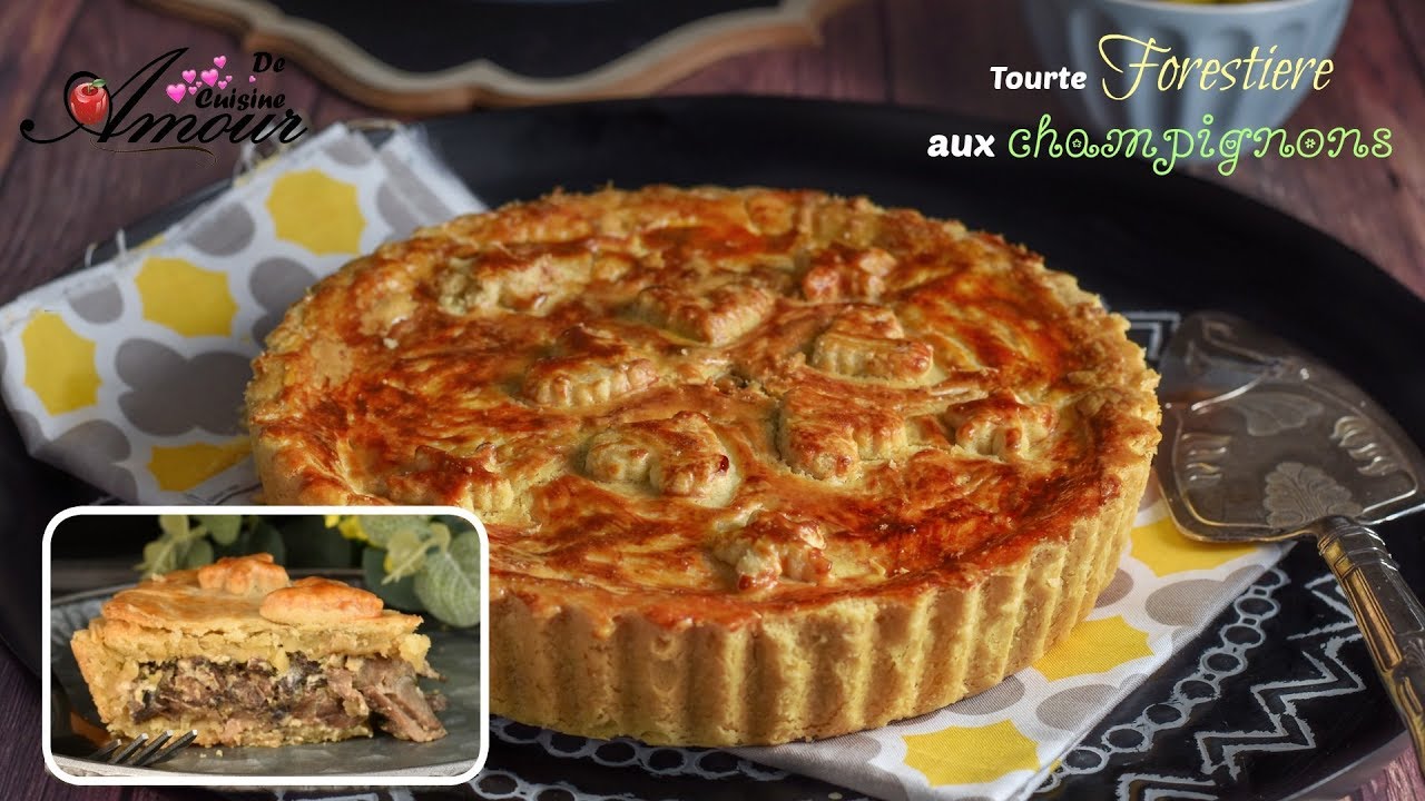 tourte forestiere aux champignons avec pate brisée réussié, tarte aux champignons