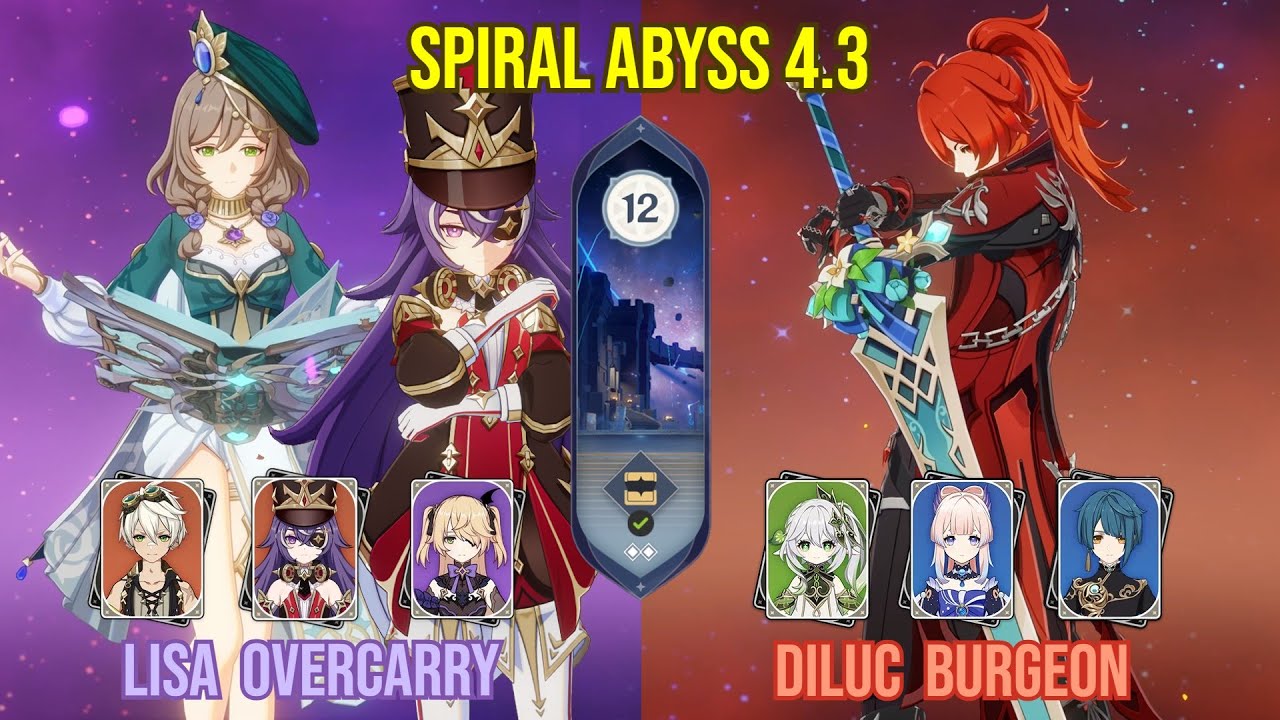 C3 Lisa + Chevreuse Overcarry & C5 DIluc Burgeon | Floor 12 Genshin Impact | 4.3 Spiral Abyss