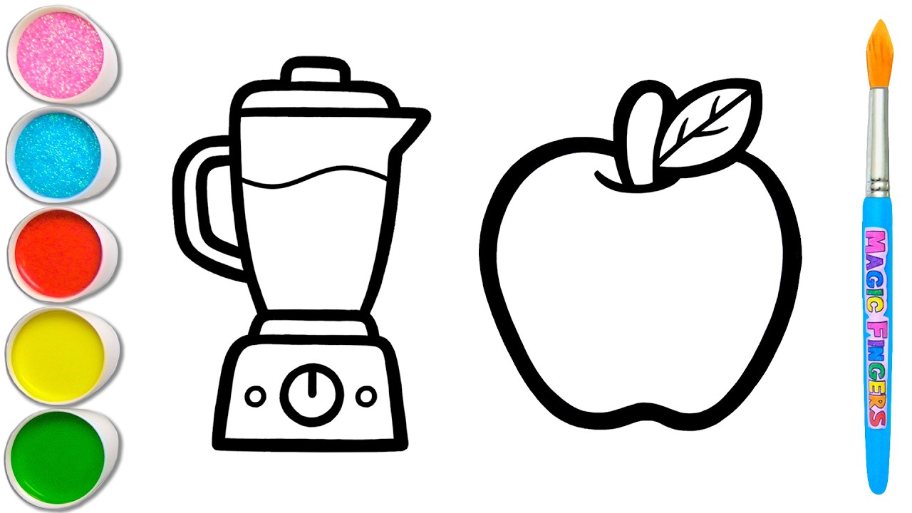 Dibujando y Pintando una Imagen Deliciosa de Jugo de Frutas 🍏🍓🥤🍍🍌 Frutas Saludables #210