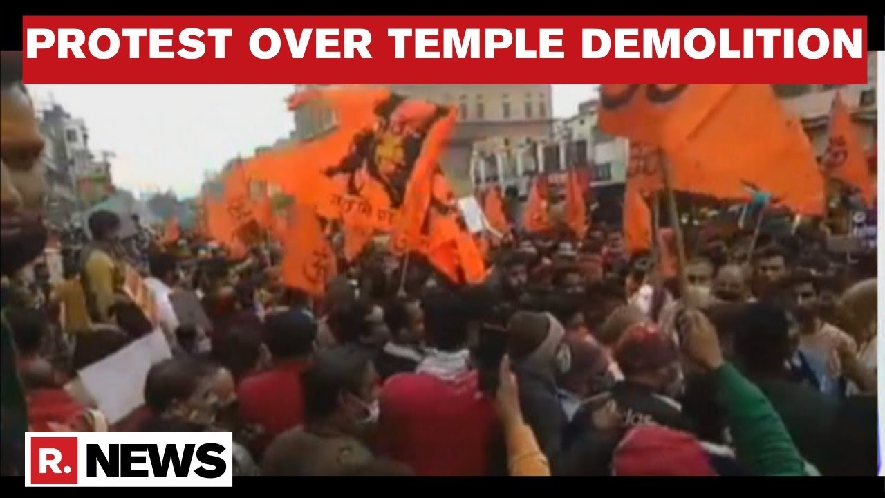 Bajrang Dal & VHP Protest Against AAP Govt Over Temple Demolition In Delhi