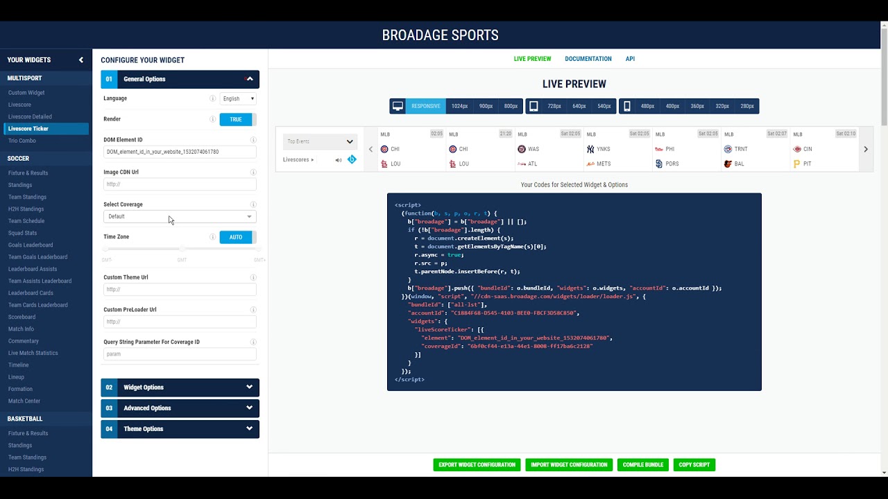 Broadage Sports Widgets: Tutorial - How to Use Coverage in your Widget?