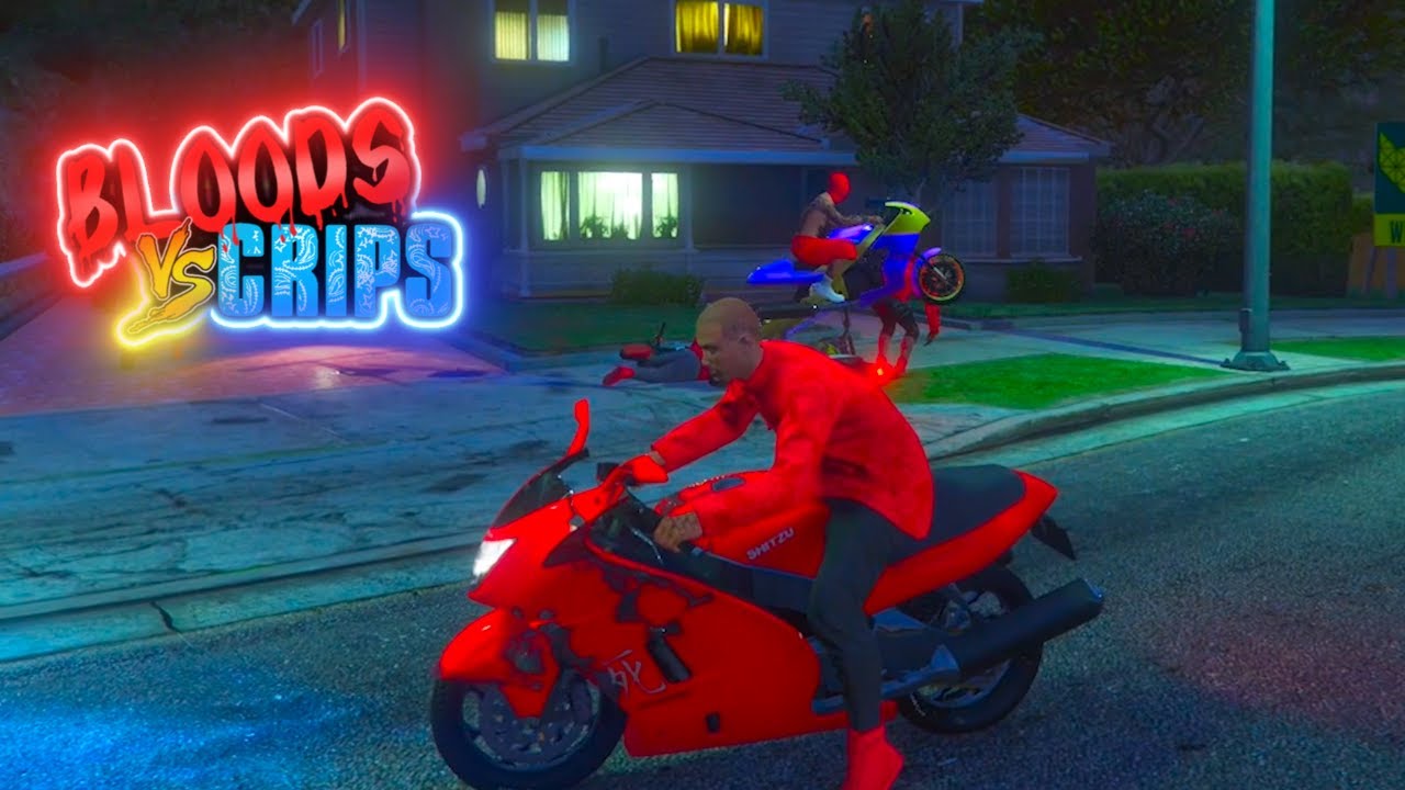 BIKE LIFE GANG 2 CRIPS vs BLOODS GANG WAR (GTA 5)