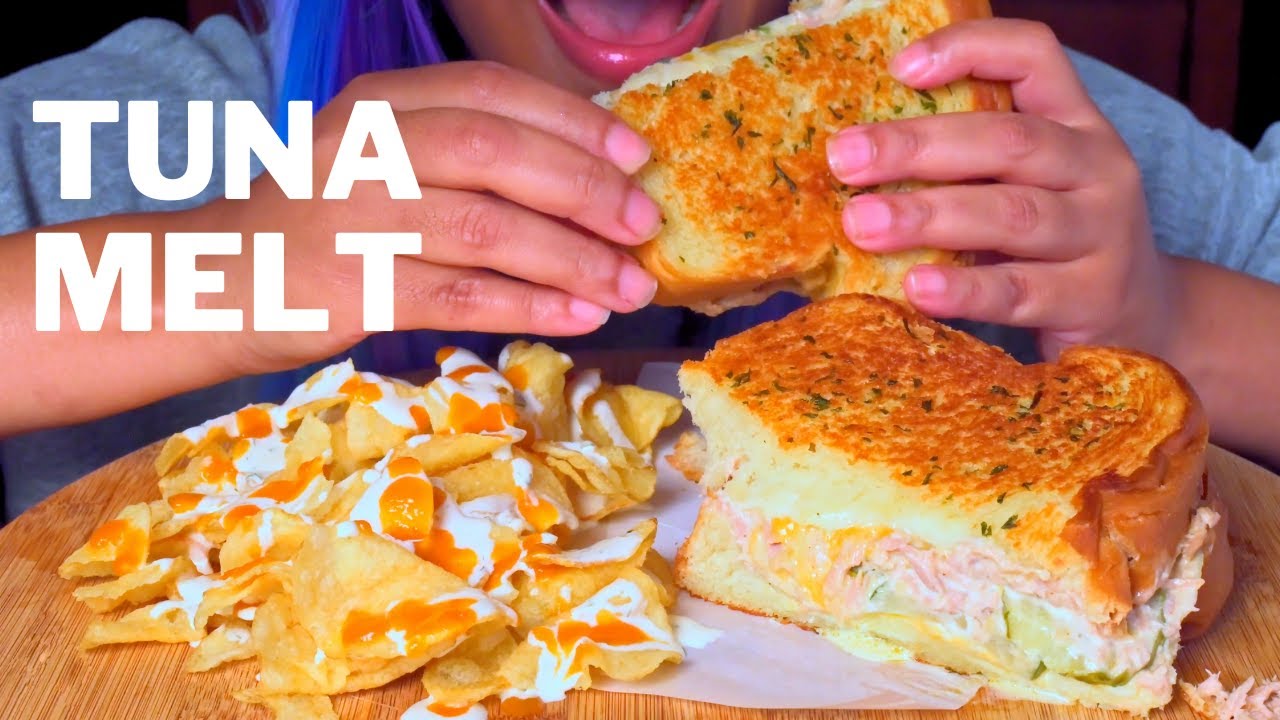 THE CHEESIEST CRISPIEST TUNA MELT MUKBANG ON TEXAS TOAST | TUNA MELT RECIPE | ASMR COOKING & EATING