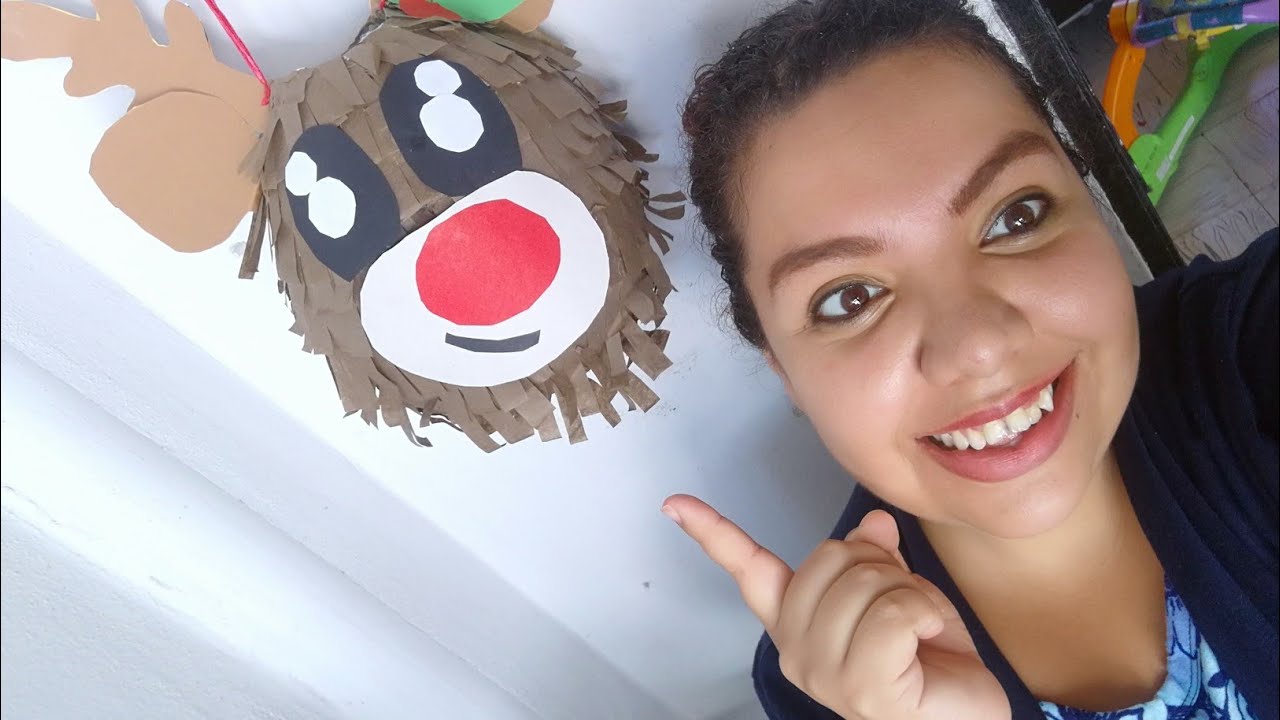 Piñata de Rodolfo el reno pañata navideña paso a paso