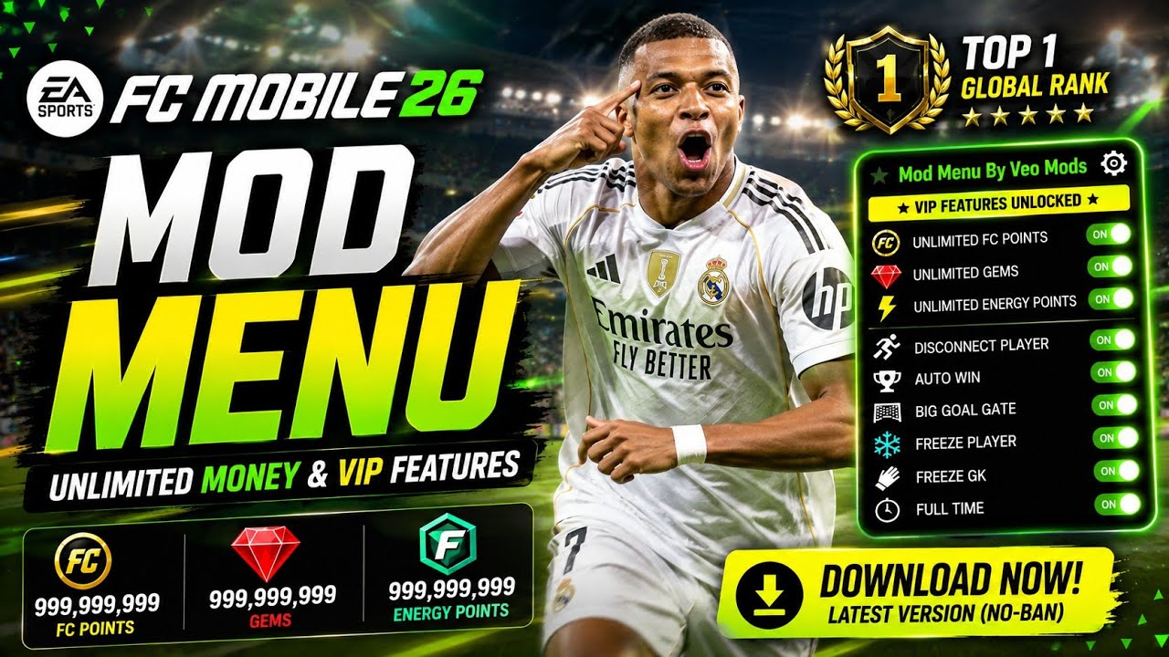 FC Mobile Mod Menu V27.0.04 🔥 Unlimited Money, Fc Points & Gems | FC Mobile Mod APK 2026