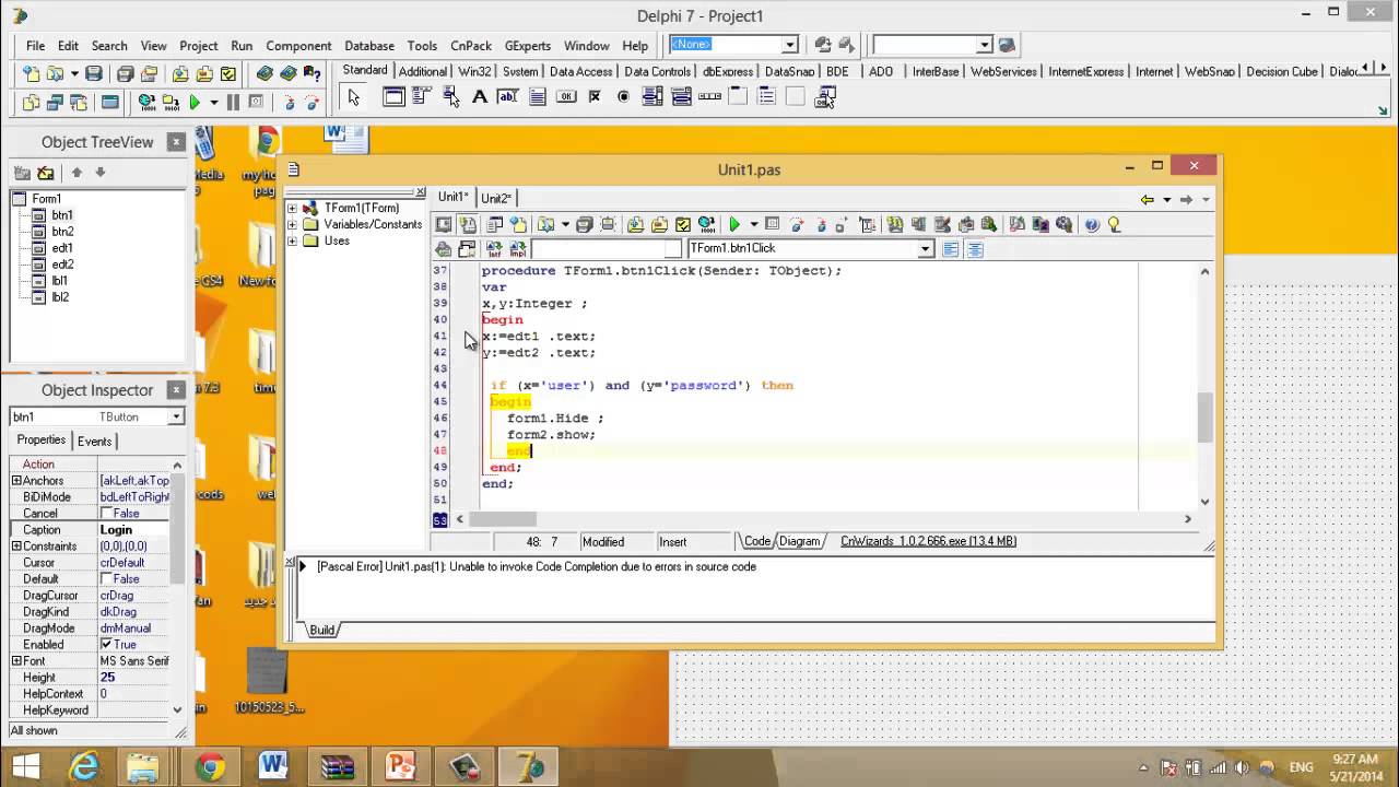 how to make login form in delphi 7