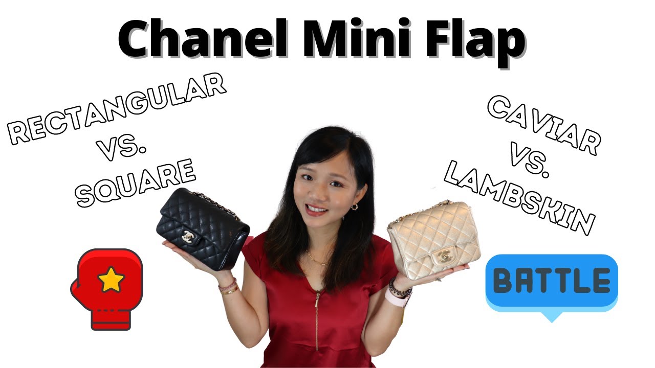 Chanel Mini Flap Rectangular vs. Square, Caviar vs. Lambskin, What Fits, Mod Shots & Comparison
