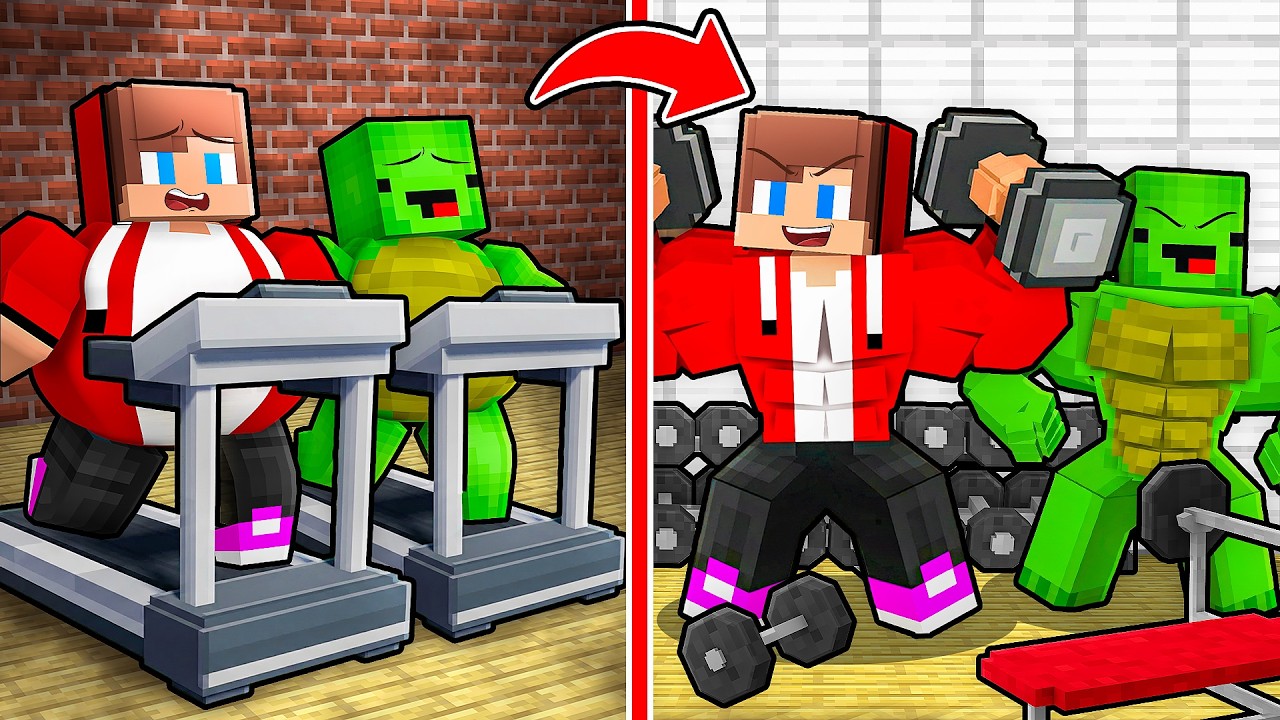 JJ and Mikey: From WEAK To STRONG Gym Challenge in Minecraft - Maizen