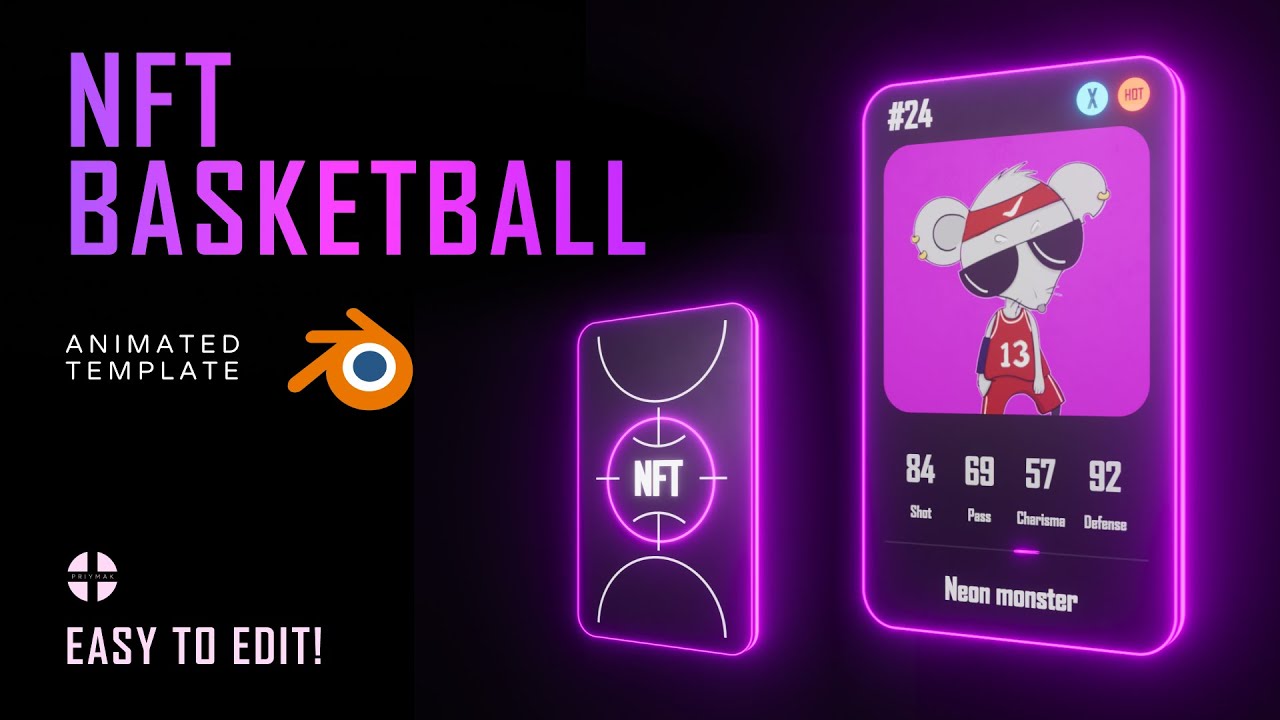 NFT Basketball card Blender template (Eevvee) (.blend file)