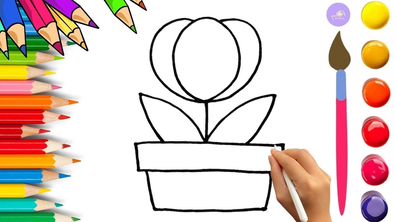 How To Draw cute Tulip Drawing, Painting & Coloring For Kids and Toddlers_🌈🎨