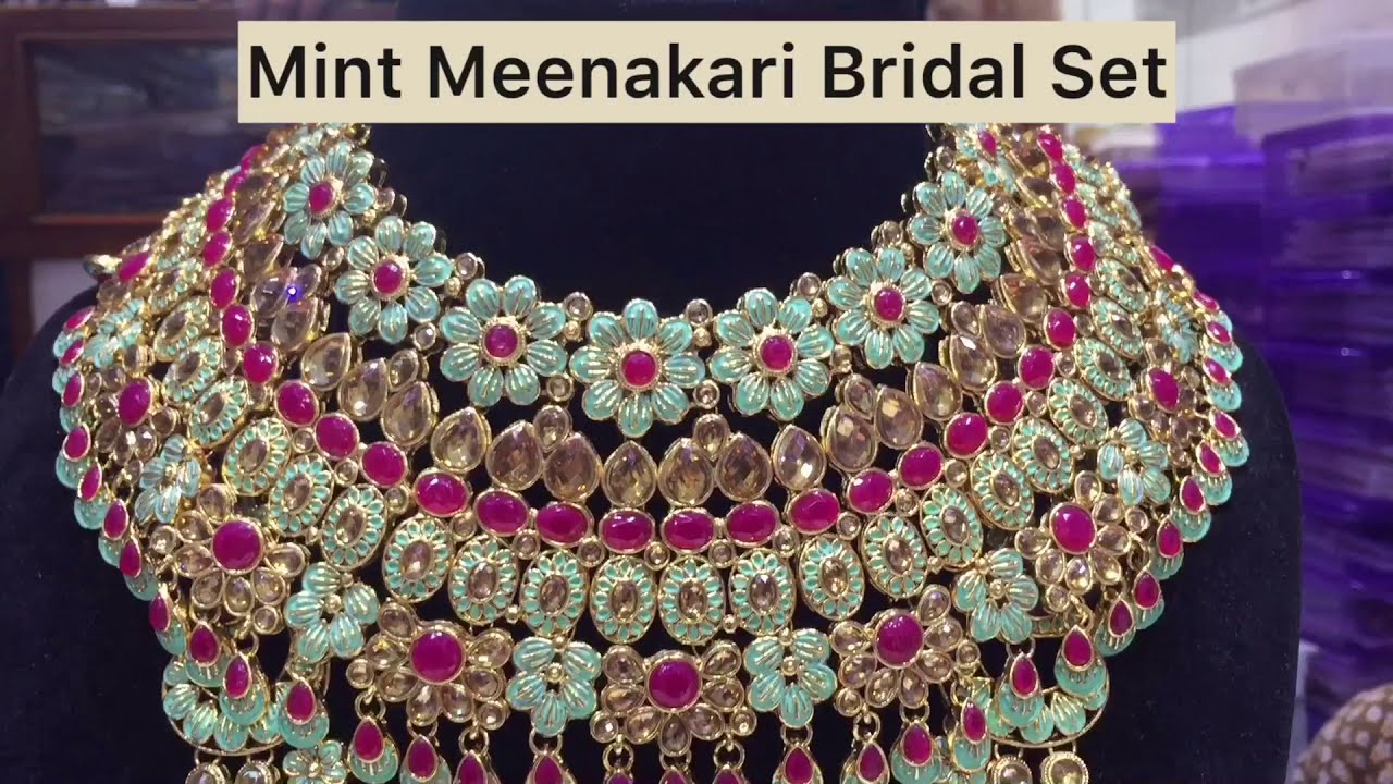 Mint Meenakari Wedding Jewellery At Wholesale Price | Ruby Rani Bridal Set