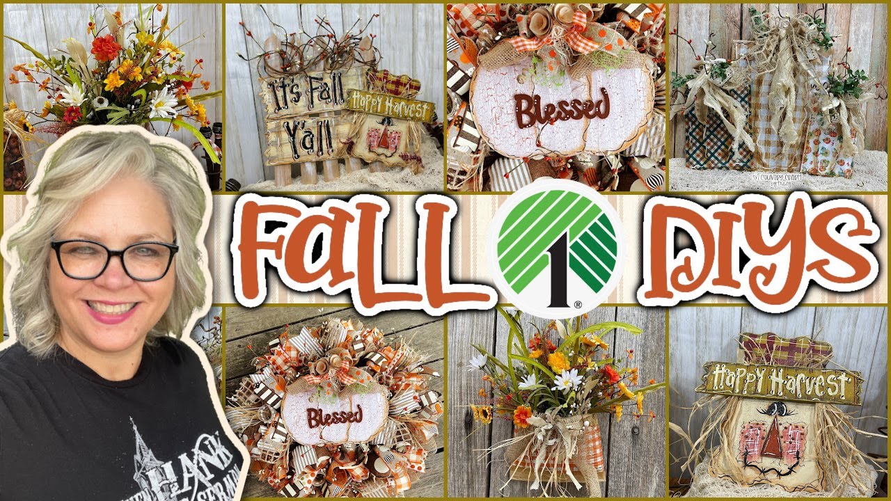 DOLLAR TREE $1 🍂 FALL DIYs || Rustic Country Crafts || Whimsical Hand Painted Decor