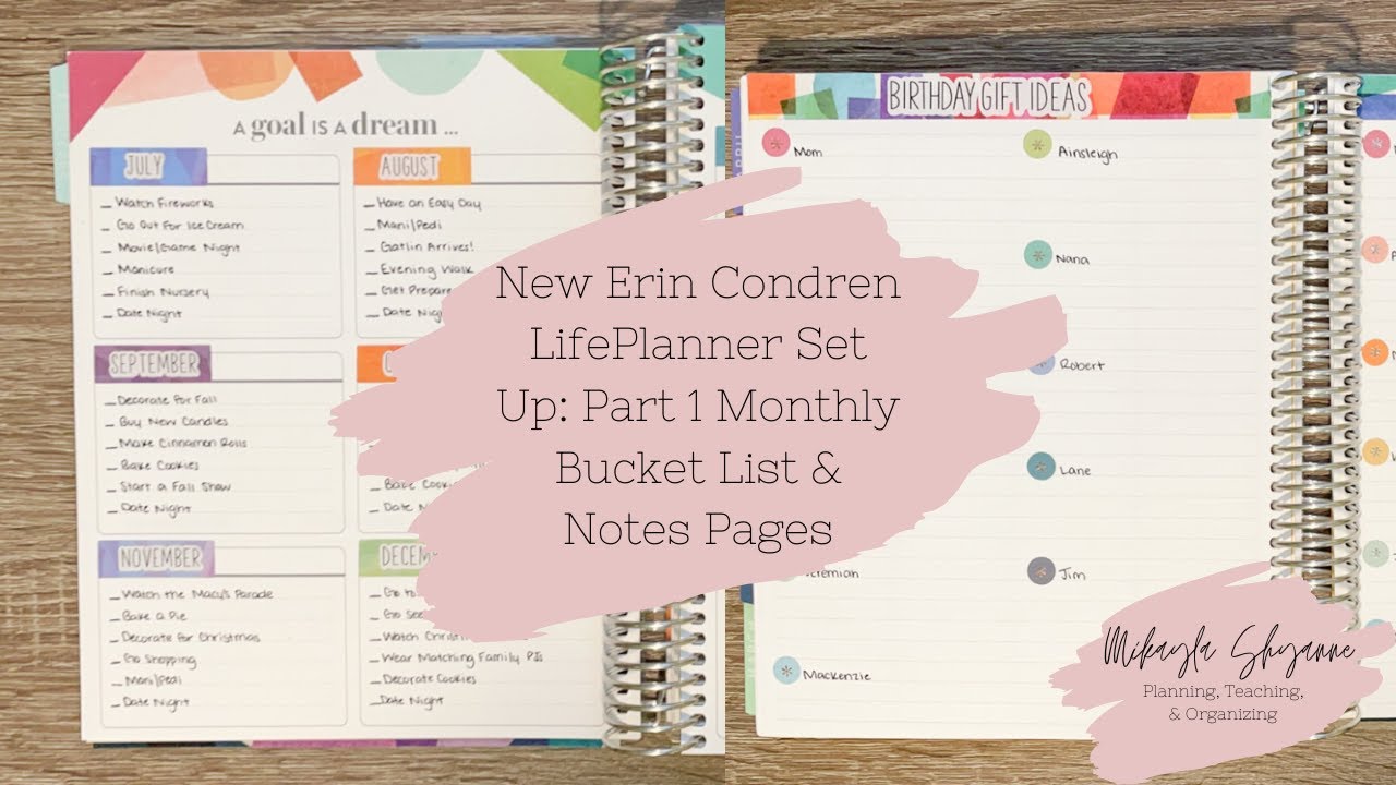 New Erin Condren LifePlanner Setup: Part 1 Monthly Bucket List & Notes Pages
