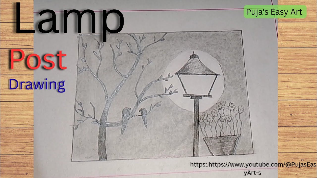 Lamp post drawing beautiful || How to draw a easy lamp post drawing || Puja's Easy Art 