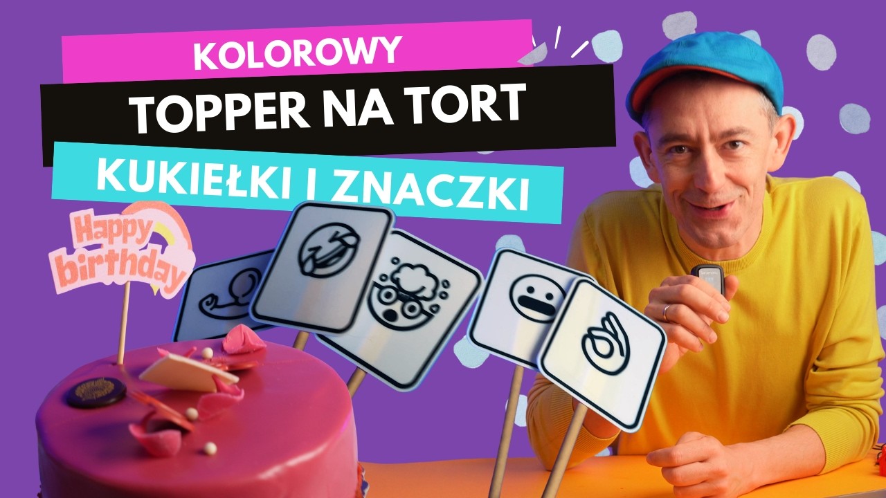 👉 Kolorowy topper na tort, kukiełki, znaczki z drukarki 3D (z AMS) | ZA DARMO w 15 minut