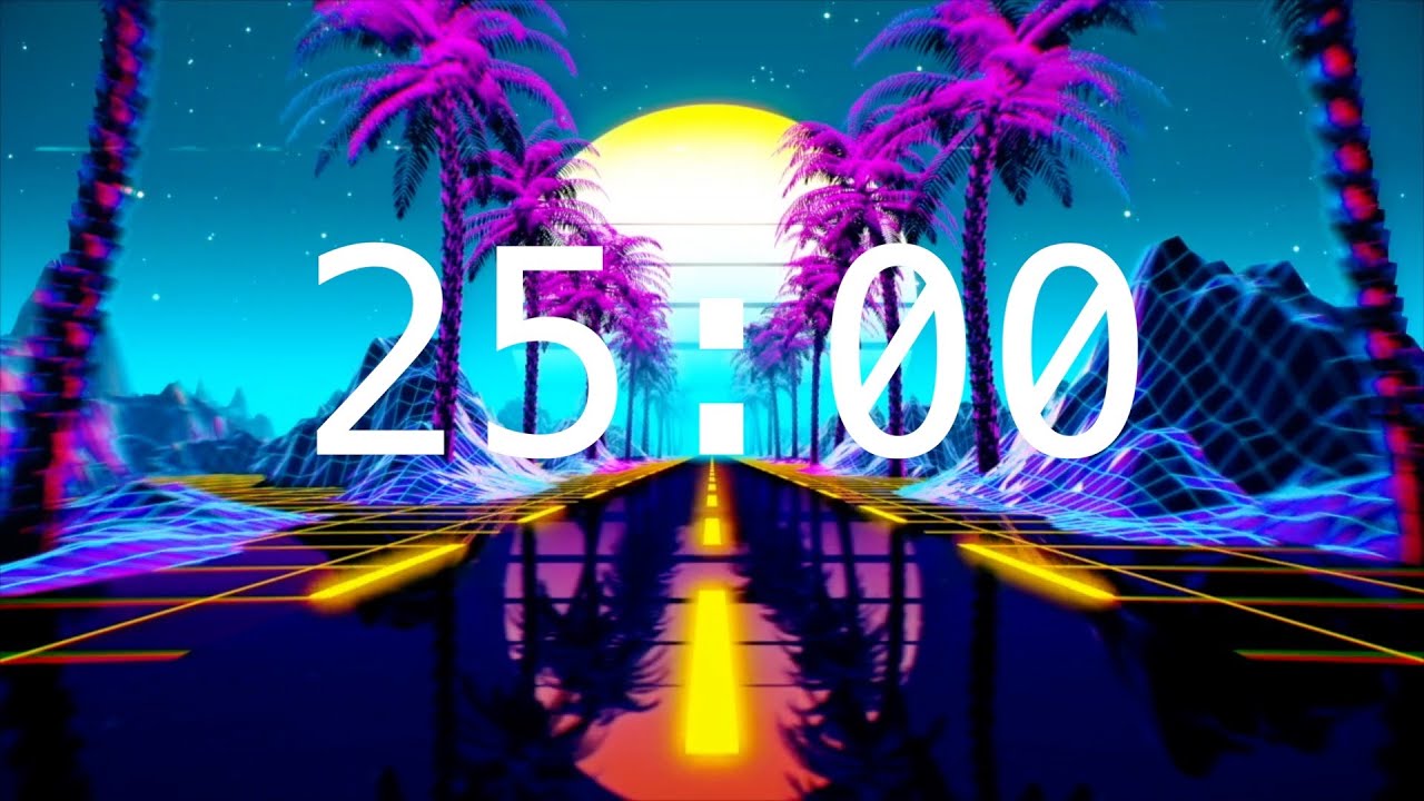 25 Minute Countdown Timer with Alarm | Relaxing Music | Retro Video Game Timer