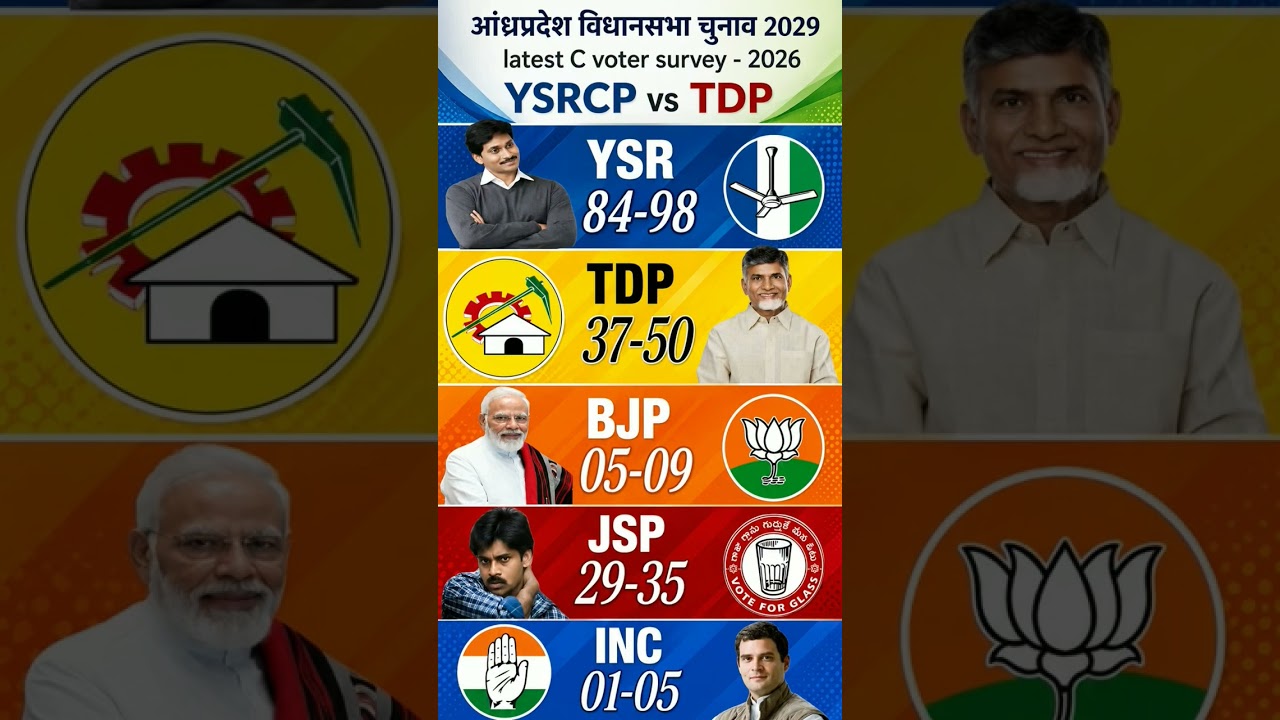 🔥Andhra Pradesh Lok Sabha 2029: C-Voter Survey 2026! TDP vs JSP Who is Winning? YSRCP vs #ysrcp​