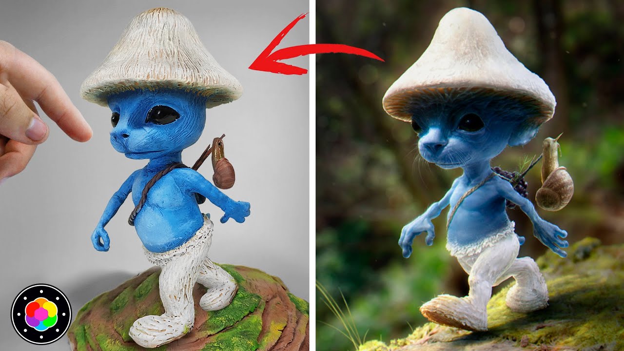 Creando y Dibujando a SMURF CAT de plastilina... (We live, We love, We lie) | PlastiVerse