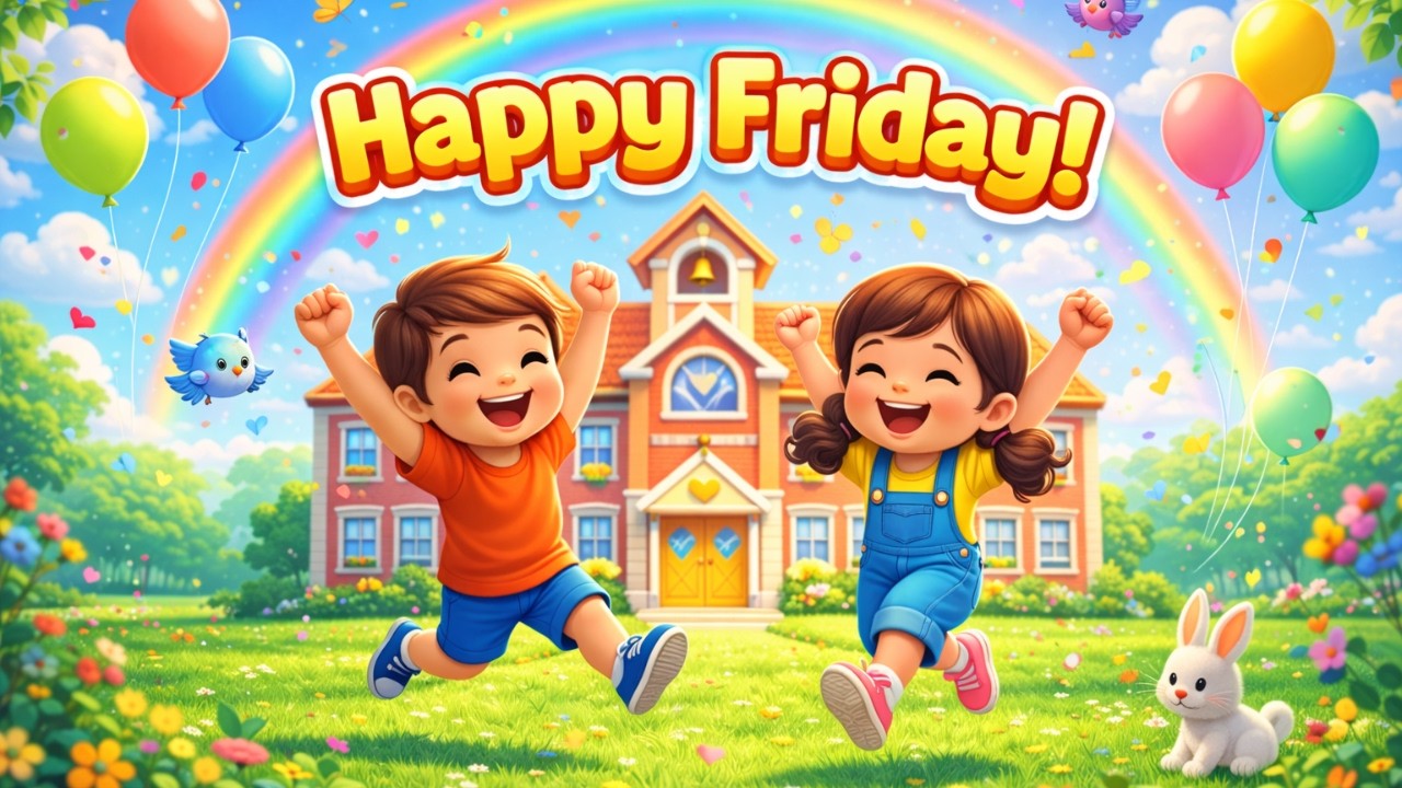 🎉🌈 Happy Friday Song for Kids | Fun English Poem 🧒👧✨