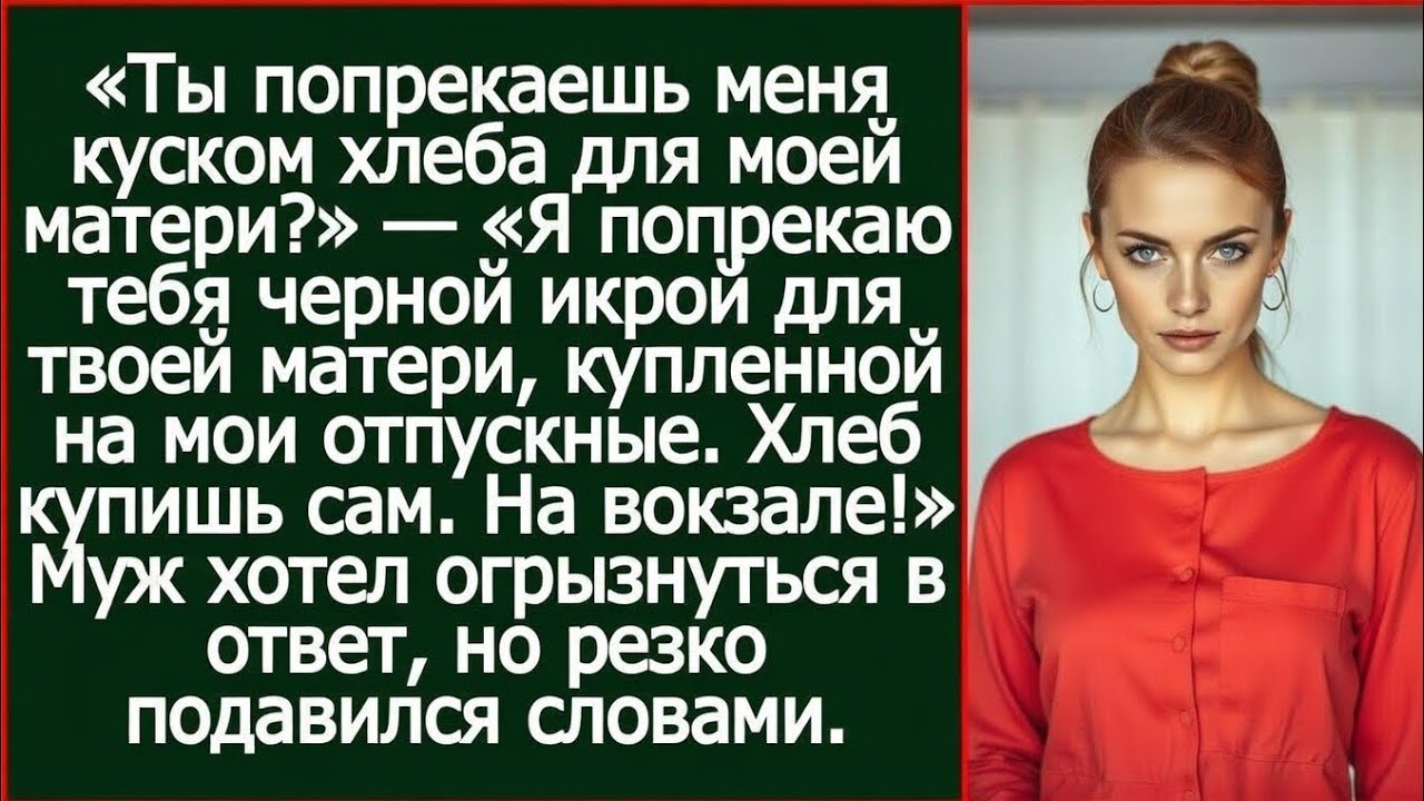 Ты купил черную икру для своей матери на мои отпускные? Отлично! Хлеб купишь на свои. На вокзале