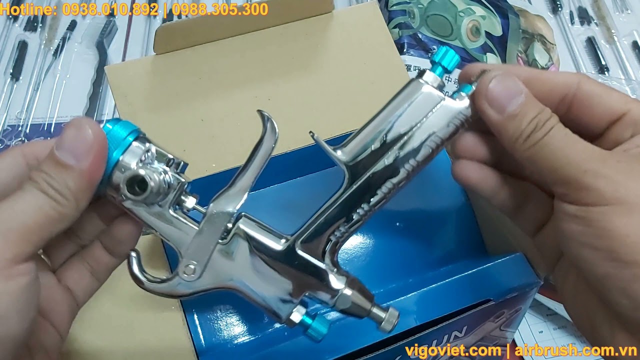 Súng phun sơn Yunica K-100 kim béc 0.8mm chuyên dùng sơn ô tô xe máy | Paint spray gun yunica K-100