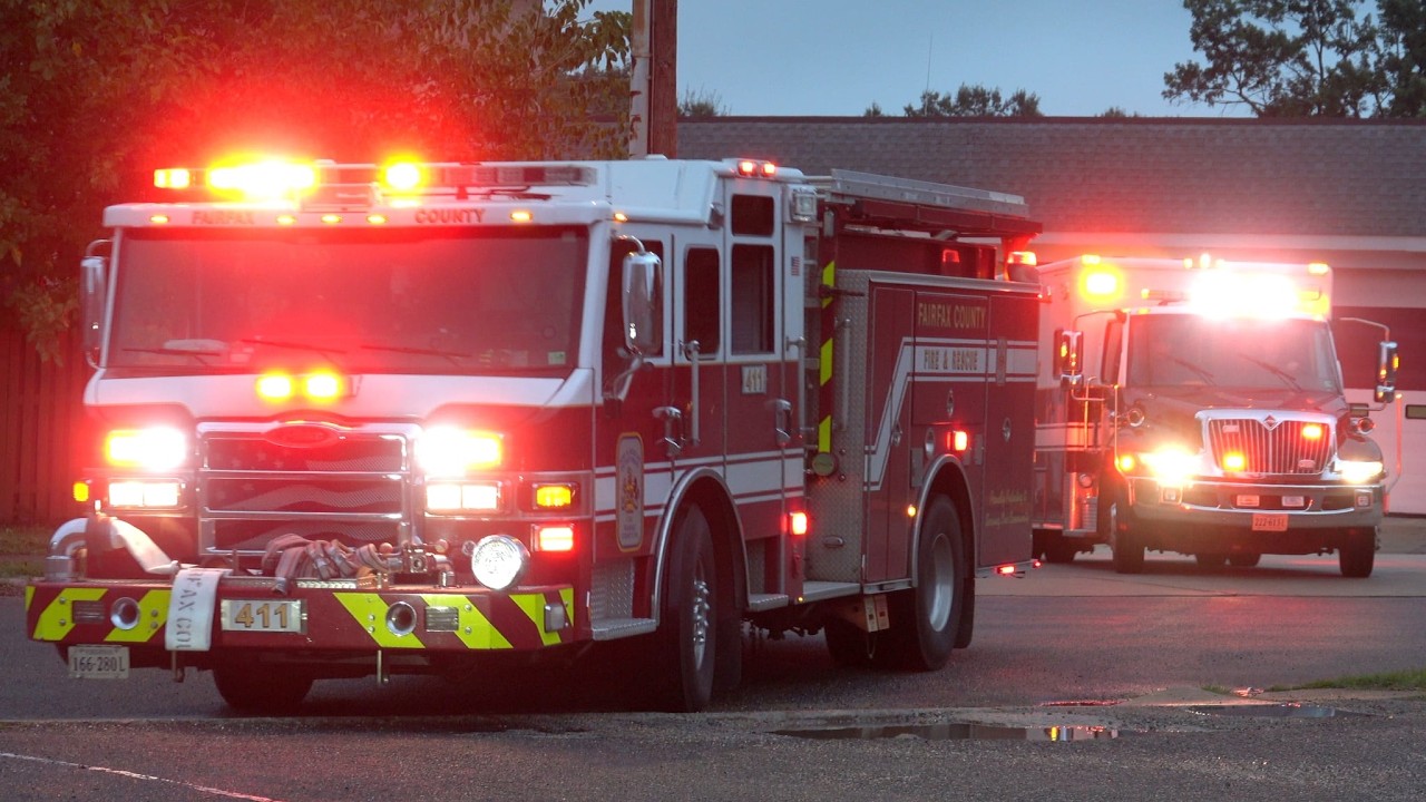 Fairfax County Fire & Rescue Engine 411 & Medic 411 Responding