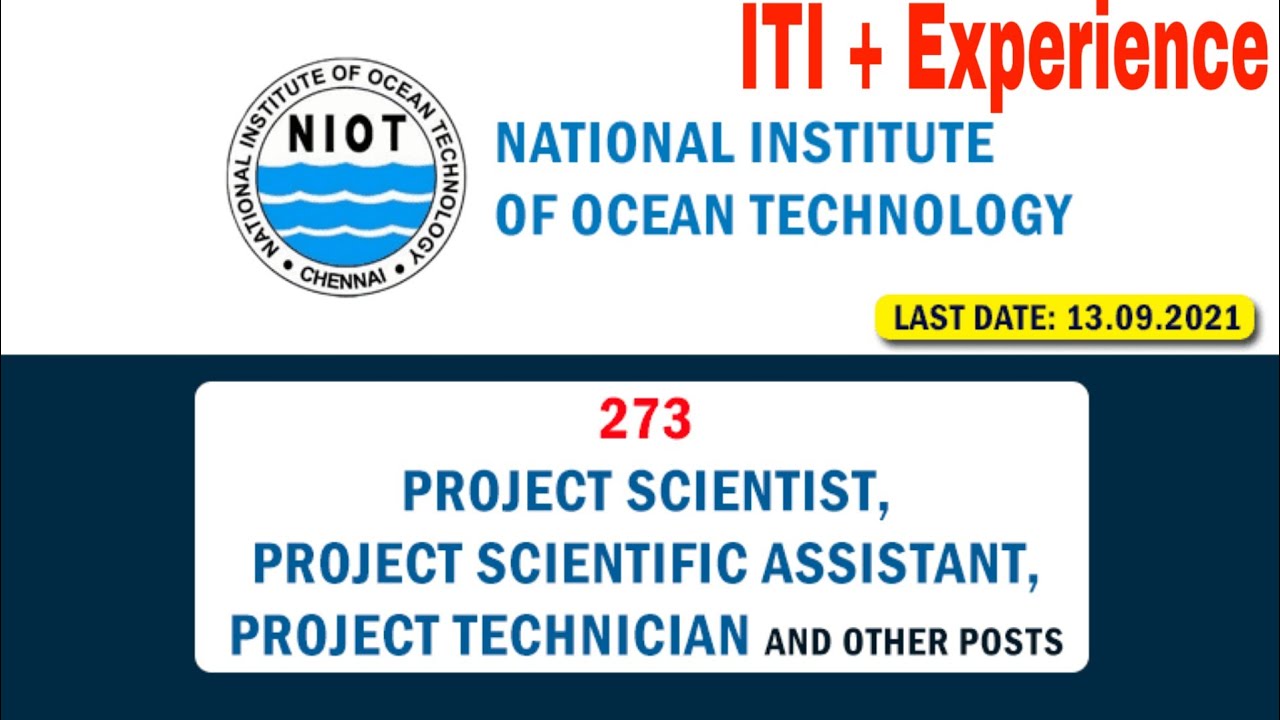 NIOT ITI Technician Recruitment 2021|| project technician vacancy 2021||