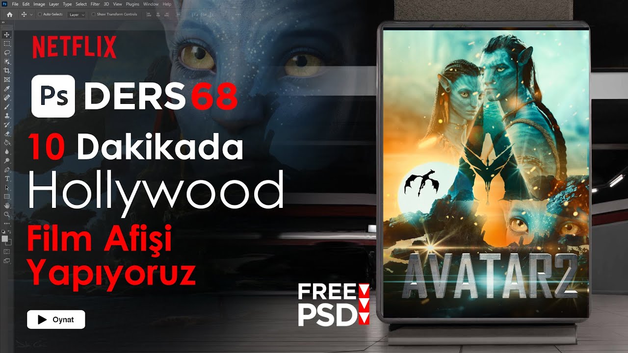 Netflix Film Afiş - Poster Tasarımı Nasıl yapılır ? Mockup uygulaması ( Photoshop Dersleri cc 2022