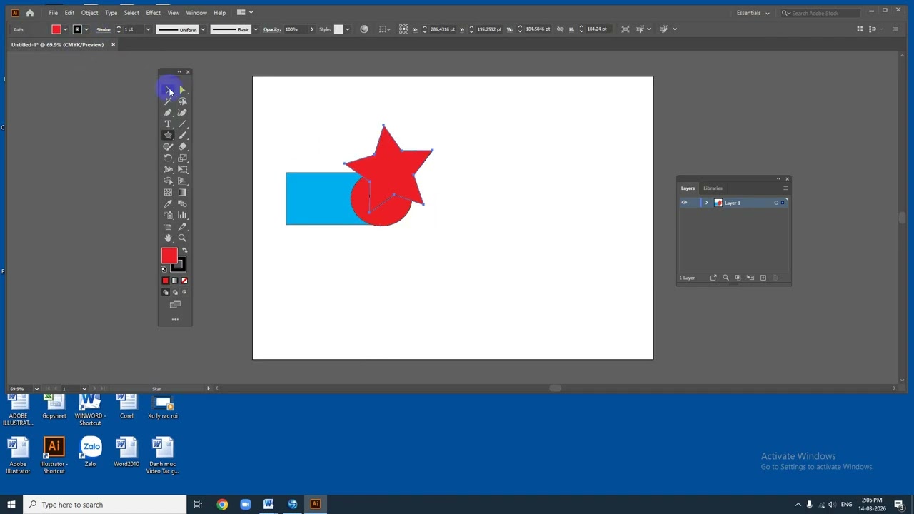 Đưa đối tượng lên 1 cấp trong Adobe Illustrator 2020