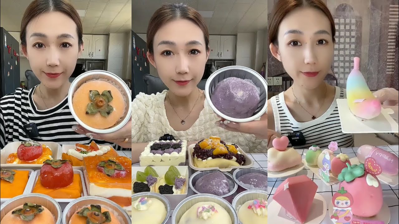 ASMR 🧁Mousse Cake,Taro Cake,Mochi,Mini Cake,Persimmon Dessert |Soft & Satisfying Eating Sounds #asmr