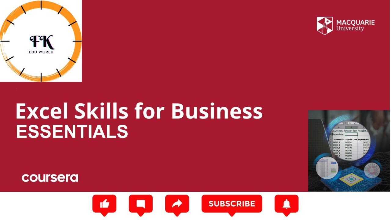 Coursera - Excel Skills for Business: Essentials Weeks (01-06) All Answers and Final Assessment