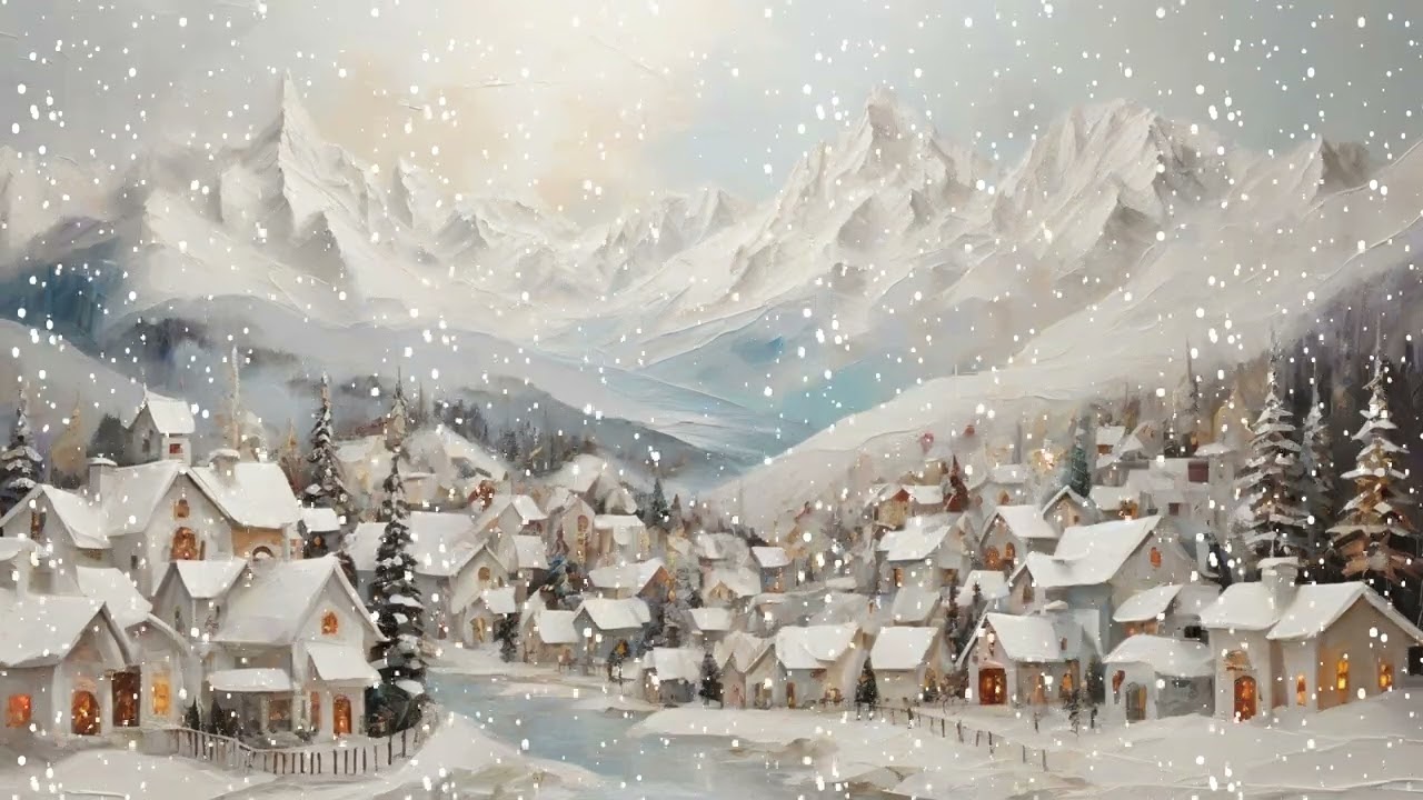 Christmas Village TV Art with Classic Christmas Music | Snowy Village Winter Screensaver