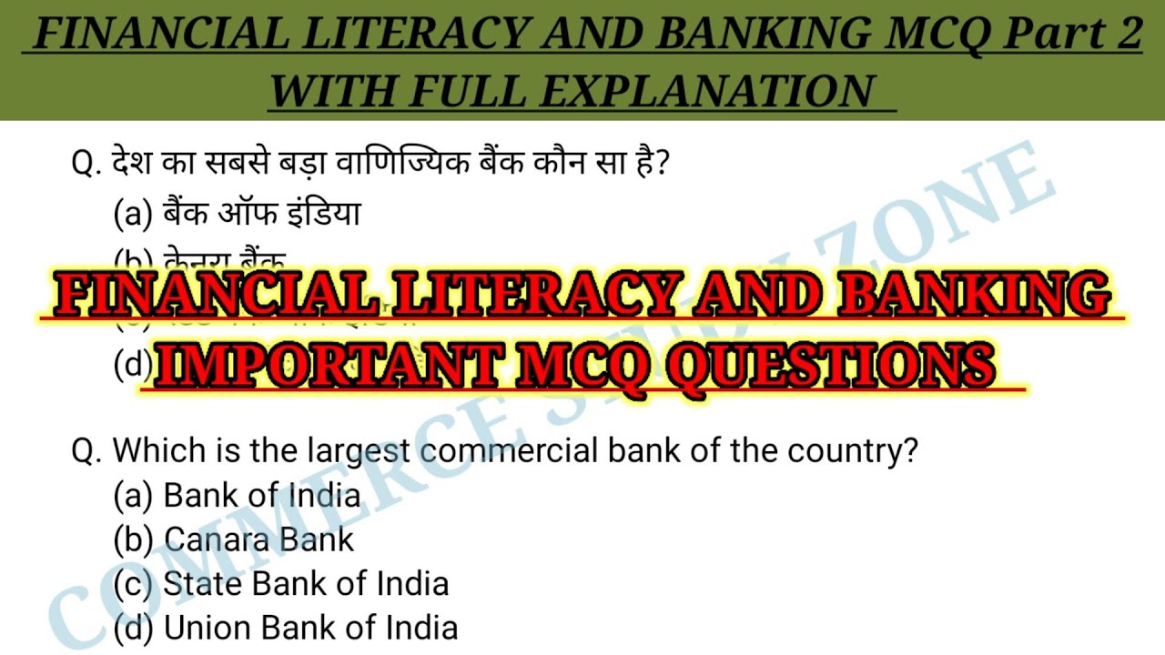 Financial literacy and banking mcq part 2 @commercestudyzone