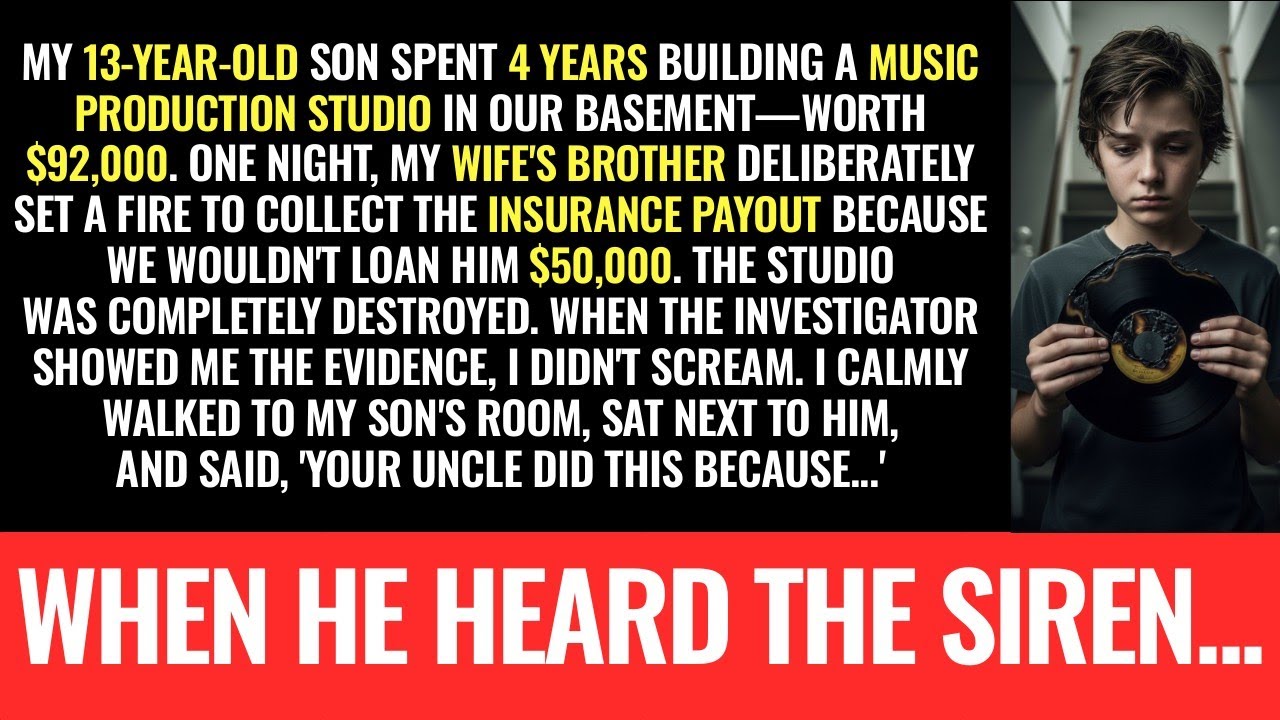 My wife's brother BURNED DOWN my 13-year-old's music studio for insurance money