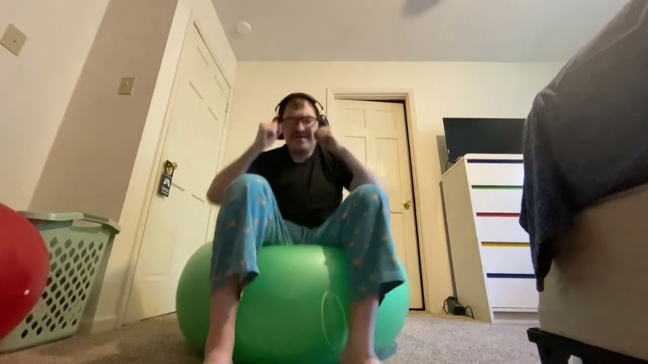 vestibular sensory input excited stimming bouncing on my large green exercise ball